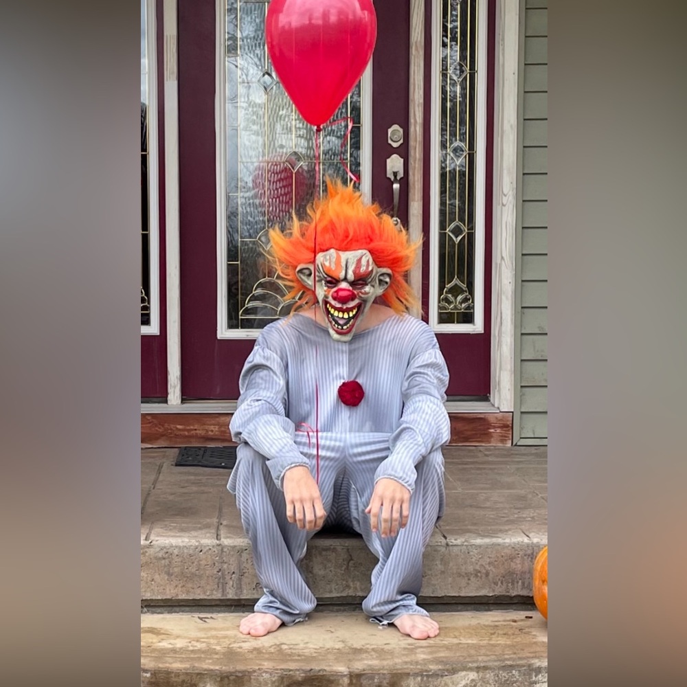 Scary Clown Costume for adult /Orange and Gray